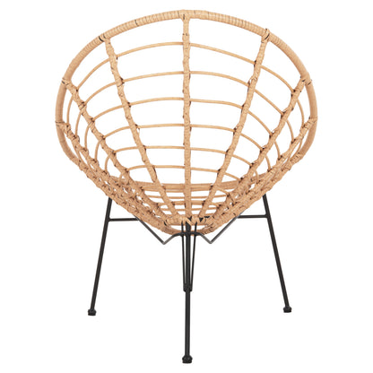 Armchair Nest-type Allegra Hm5458.11 Black Metal-wicker In Beige 73x78x88h Cm.