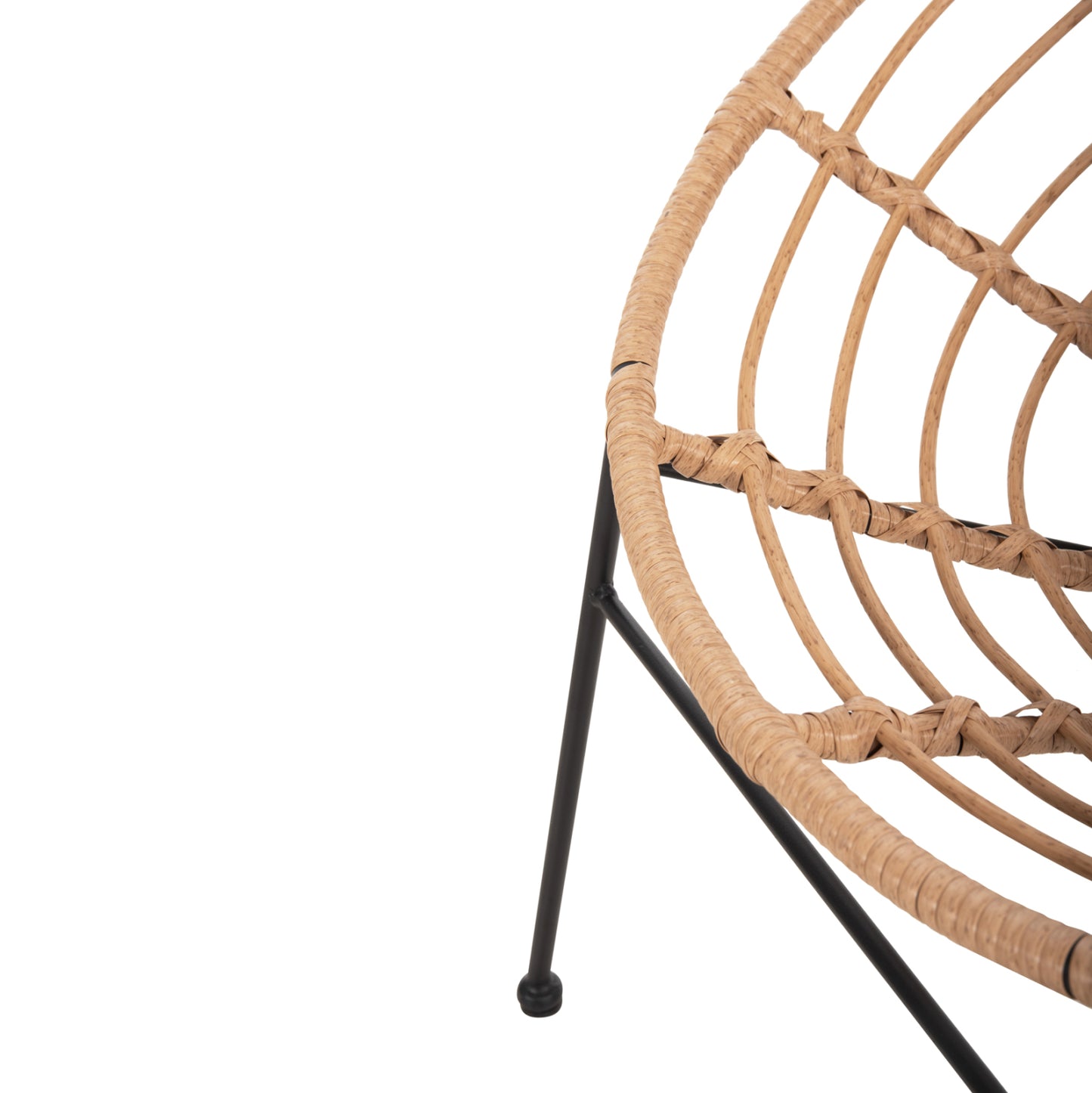 Armchair Nest-type Allegra Hm5458.11 Black Metal-wicker In Beige 73x78x88h Cm.