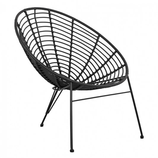 Hm5458.02 Armchair Allegra, Nest Type Metallic, Wicker In Black Color  73x83x86 Cm