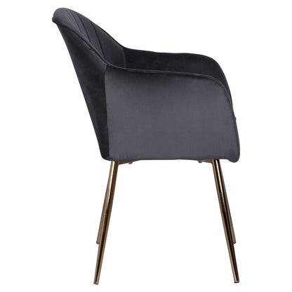 Armchair Sawyer Hm8523.01 From Velvet Grey With Gold Legs 55x60x83 Cm.