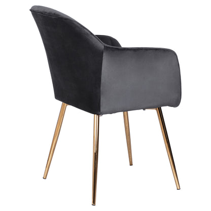 Armchair Sawyer Hm8523.01 From Velvet Grey With Gold Legs 55x60x83 Cm.