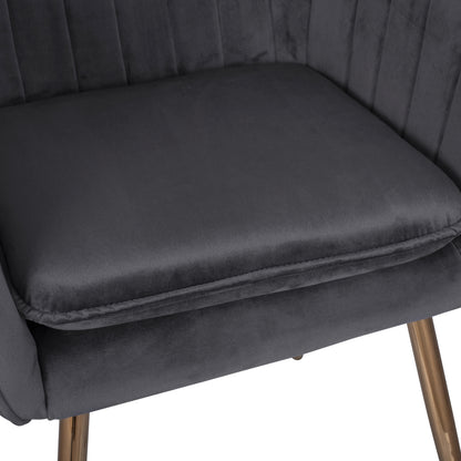 Armchair Sawyer Hm8523.01 From Velvet Grey With Gold Legs 55x60x83 Cm.