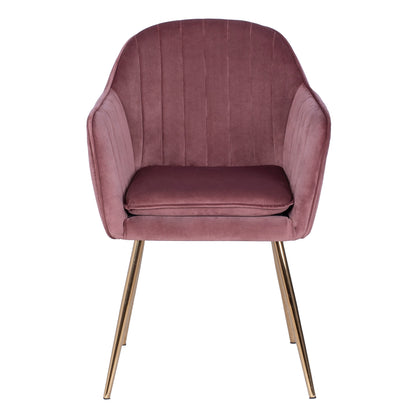 Velvet Armchair Sawyer Hm8523.02 In Dusty Pink With Golden Legs 55x60x83 Cm