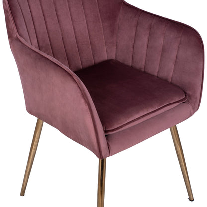 Velvet Armchair Sawyer Hm8523.02 In Dusty Pink With Golden Legs 55x60x83 Cm