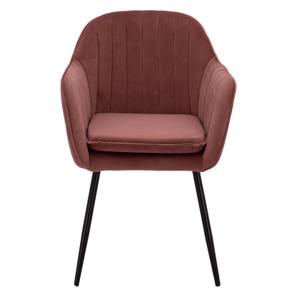 Velvet Armchair Sawyer In Dusty Pink With Black Legs Hm8523.12 53x60x76cm