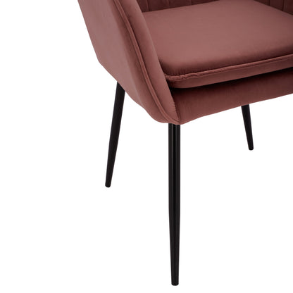 Velvet Armchair Sawyer In Dusty Pink With Black Legs Hm8523.12 53x60x76cm