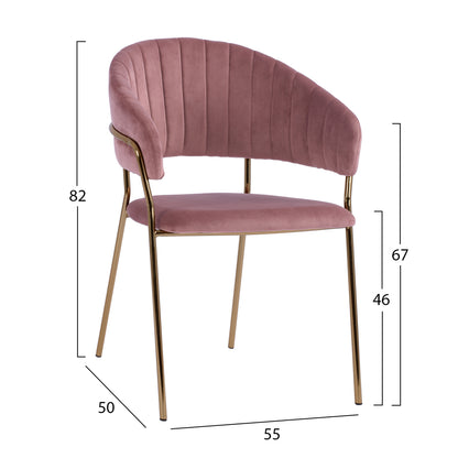 Armchair Theodore Hm8520.02 Velvet Rotten Apple With Metallic Frame 55x50x82 Cm