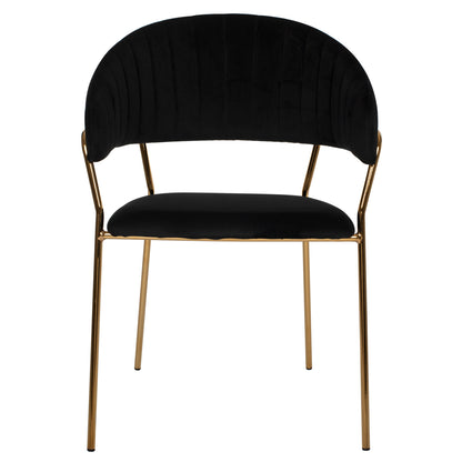 Armchair Theodore Hm8520.04 Black Velvet And Golden Frame 55Χ50Χ82hcm.