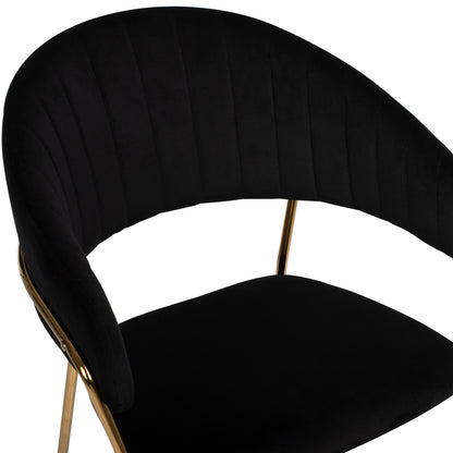 Armchair Theodore Hm8520.04 Black Velvet And Golden Frame 55Χ50Χ82hcm.