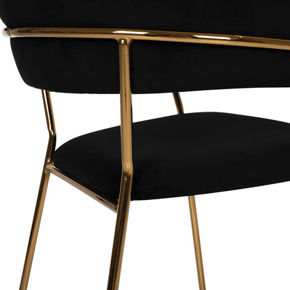 Armchair Theodore Hm8520.04 Black Velvet And Golden Frame 55Χ50Χ82hcm.
