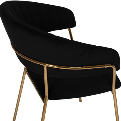 Armchair Theodore Hm8520.04 Black Velvet And Golden Frame 55Χ50Χ82hcm.