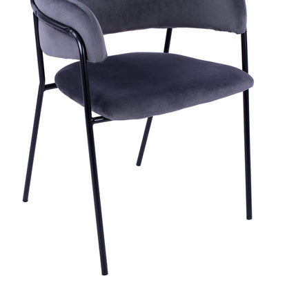 Armchair Kelso Hm8521.01 Velvet Dark Grey & Black Leg 52,5x52x80 Cm