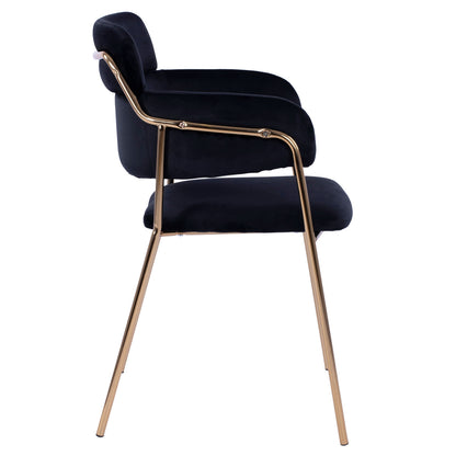 Armchair Kelso Hm8521.04 Velvet Black & Gold Leg 52,5x52x80 Cm