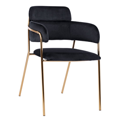 Armchair Kelso Hm8521.04 Velvet Black & Gold Leg 52,5x52x80 Cm