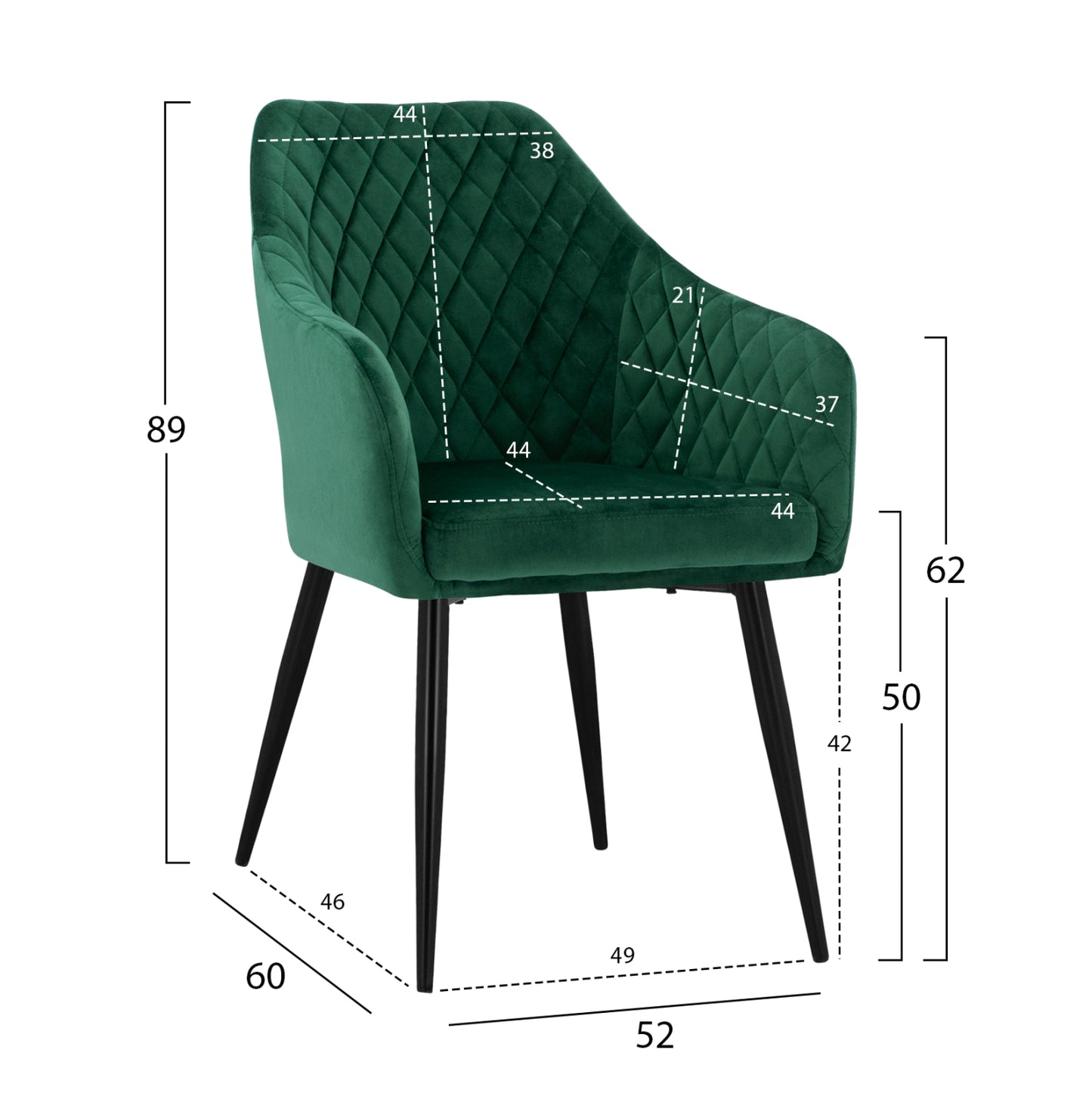 Armchair Charles Hm8522.03 With Cyppress Green Velvet 52x60x89 Cm.