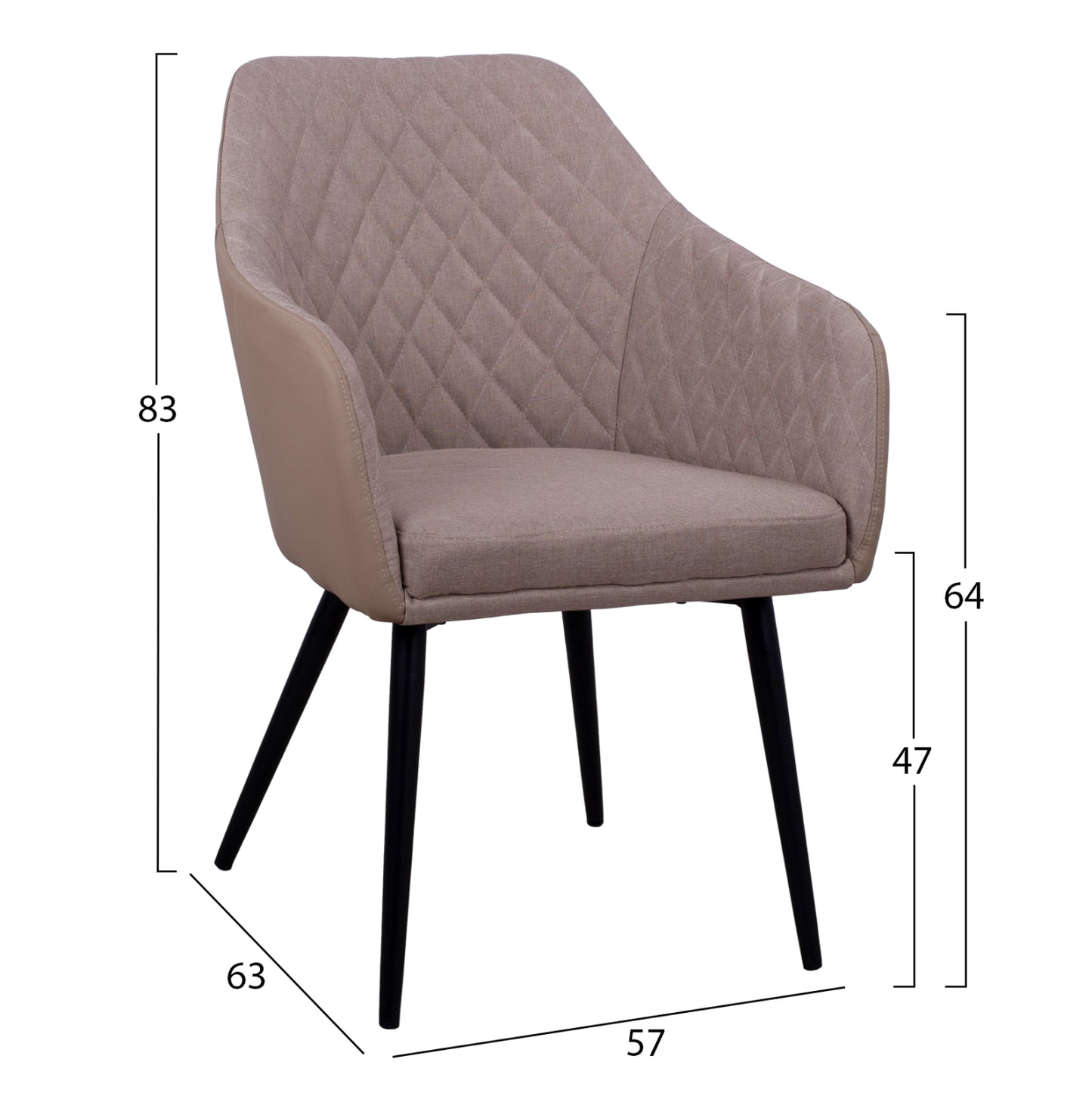 Armchair Charles Hm8522.07 With Fabric Beige & Pu Beige 57x63x83 Cm