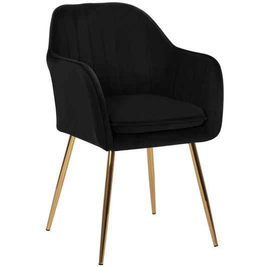Armchair Sawyer Hm8523.04 Black Velvet And Golden Legs 55Χ60Χ83hcm.