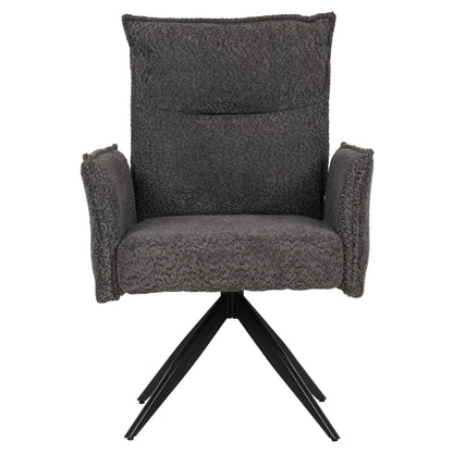 Dining Armchair Zorin Hm9846.03 Grey Fabric-black Metal Base 64x66x94,5hcm.