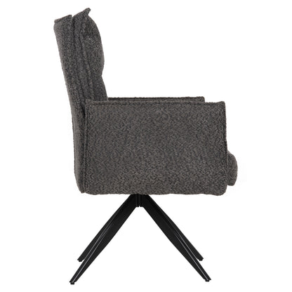 Dining Armchair Zorin Hm9846.03 Grey Fabric-black Metal Base 64x66x94,5hcm.