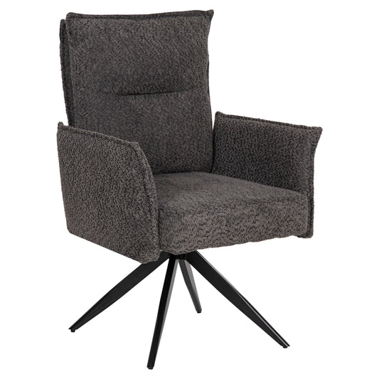 Dining Armchair Zorin Hm9846.03 Grey Fabric-black Metal Base 64x66x94,5hcm.