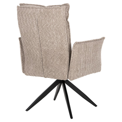 Dining Armchair Zorin Hm9846.07 Dark Beige Fabric-black Metal Base 64x66x94,5hcm.