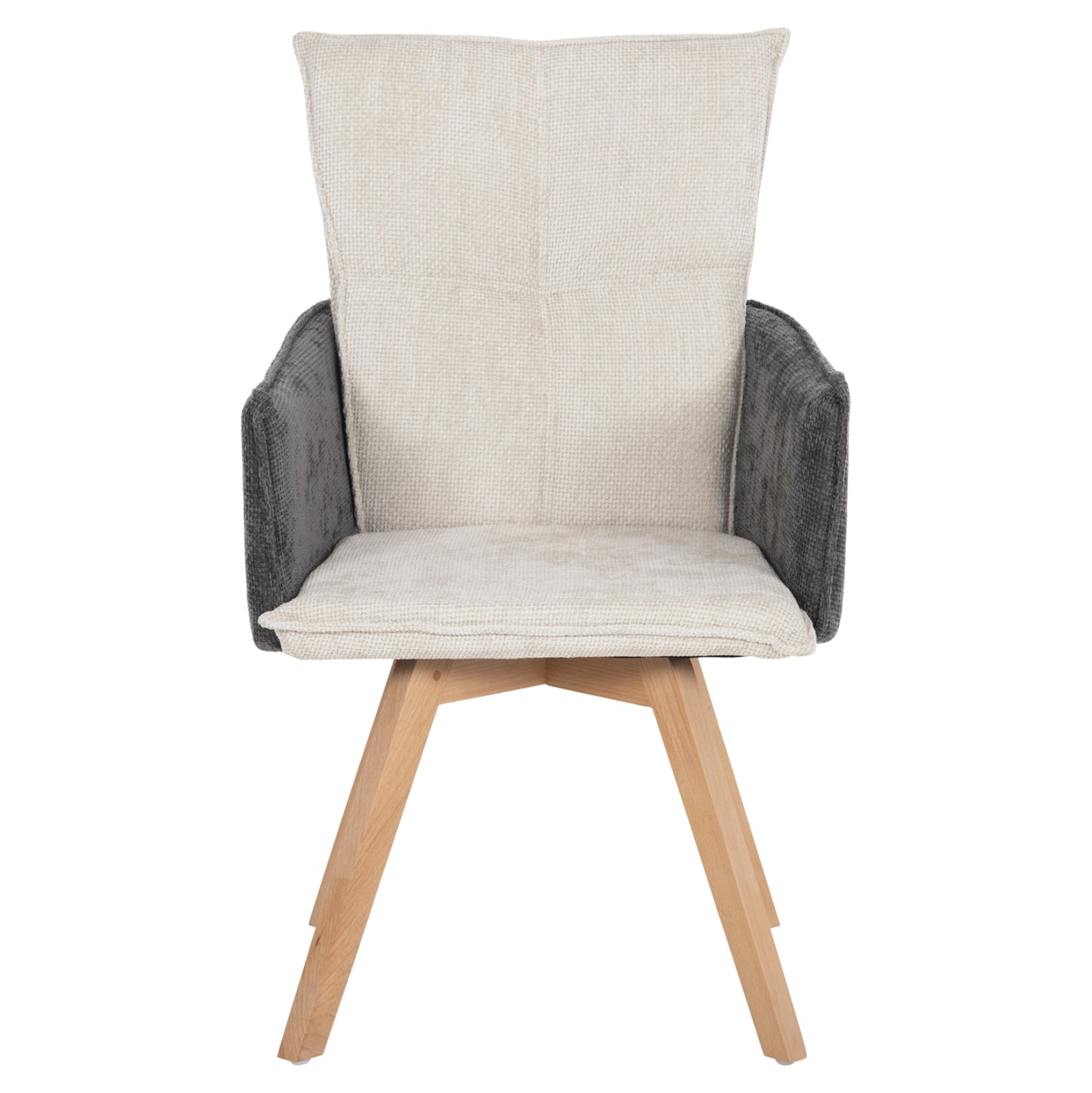 Dining Armchair Rex Hm9847.04 Beige-grey Fabric-beech Wood Legs 53x60x93hcm.