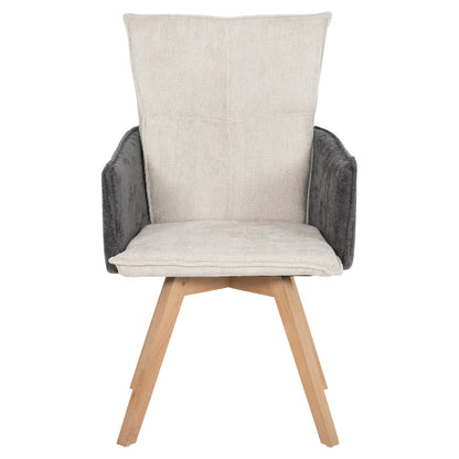Dining Armchair Rex Hm9847.04 Beige-grey Fabric-beech Wood Legs 53x60x93hcm.