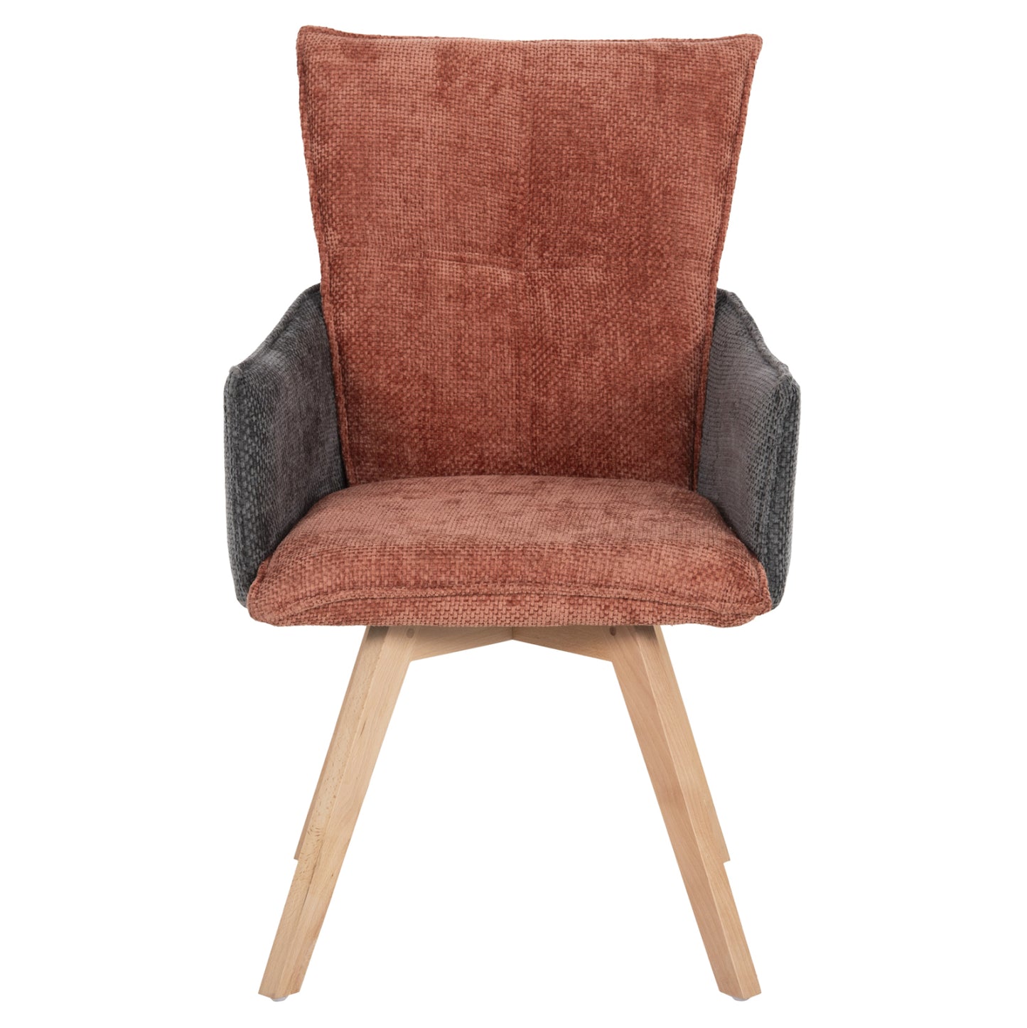 Dining Armchair Rex Hm9847.06 Brick Red-grey Fabric-beech Wood Legs 53x60x93hcm.