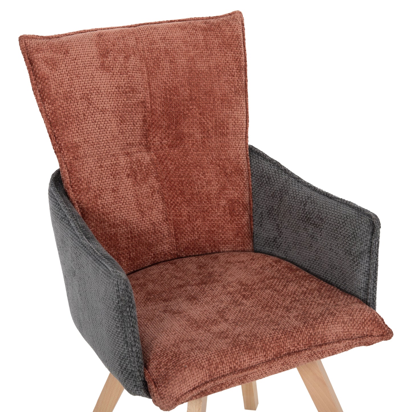 Dining Armchair Rex Hm9847.06 Brick Red-grey Fabric-beech Wood Legs 53x60x93hcm.