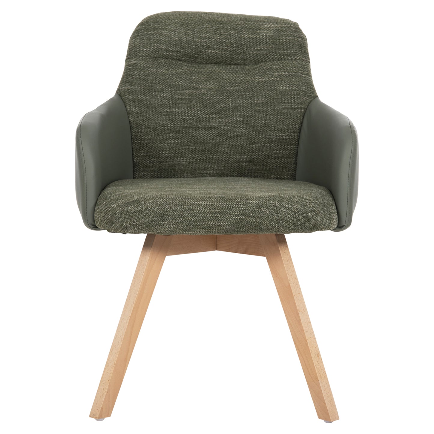 Dining Armchair Dew Hm9848.05 Fabric & Pu In Green-beech Wood Legs 56,5x62x81,5hcm.