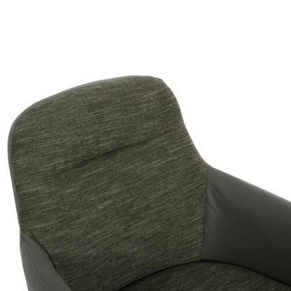 Dining Armchair Dew Hm9848.05 Fabric & Pu In Green-beech Wood Legs 56,5x62x81,5hcm.