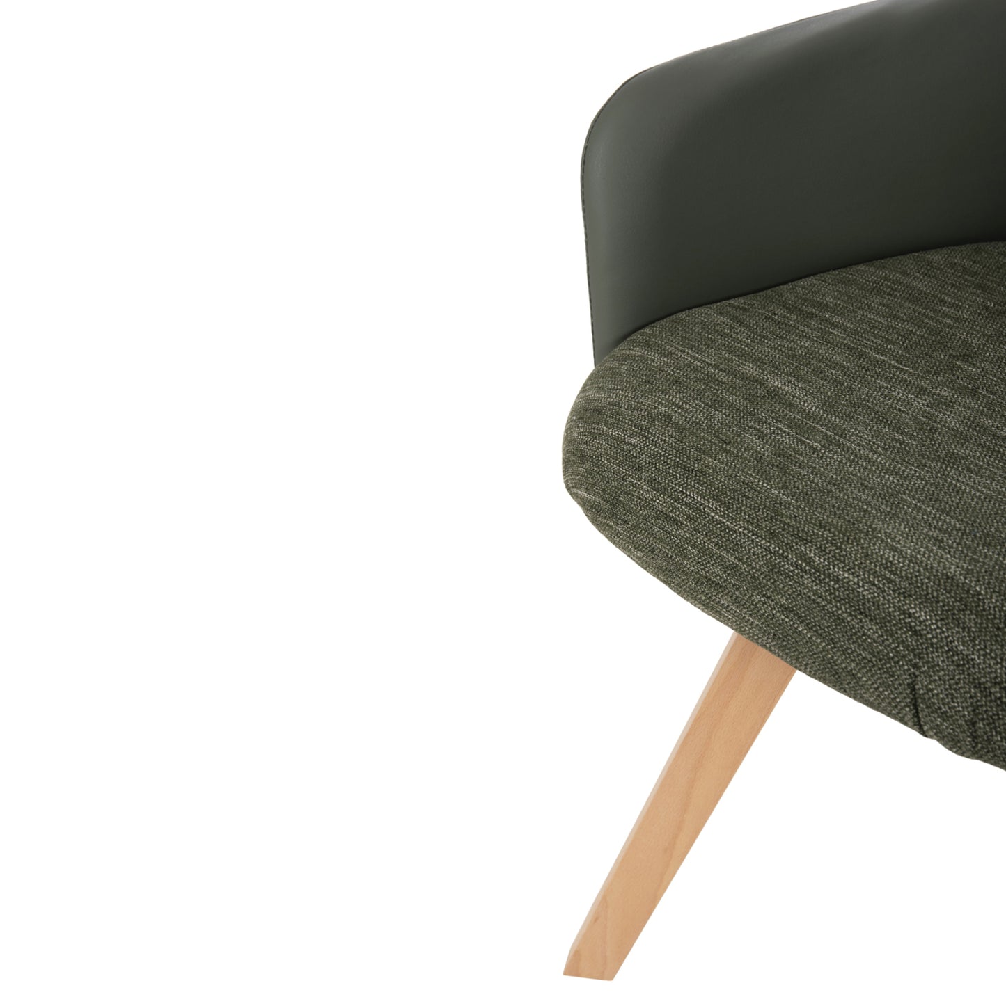 Dining Armchair Dew Hm9848.05 Fabric & Pu In Green-beech Wood Legs 56,5x62x81,5hcm.