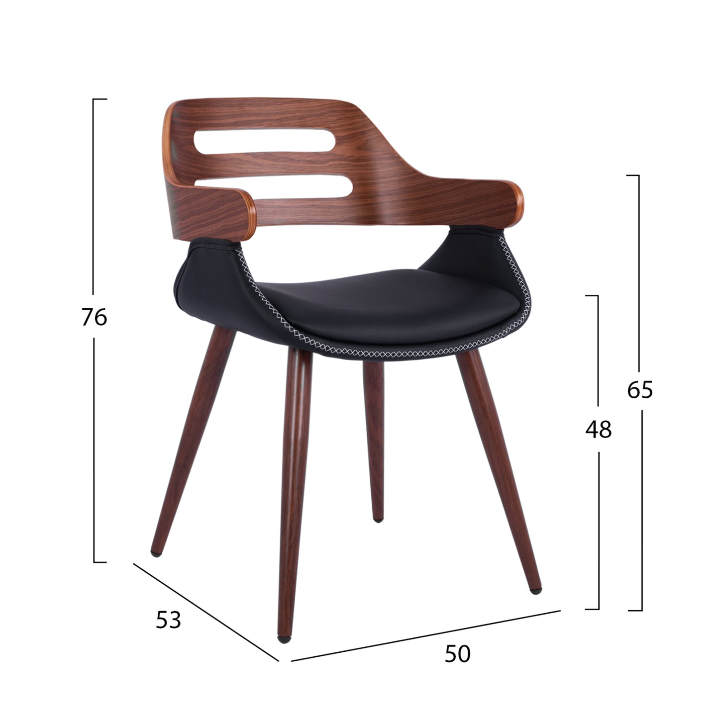 Armchair Auxiliary Superior Pro Walnut-black Pu Hm8491.01 50x53x76cm