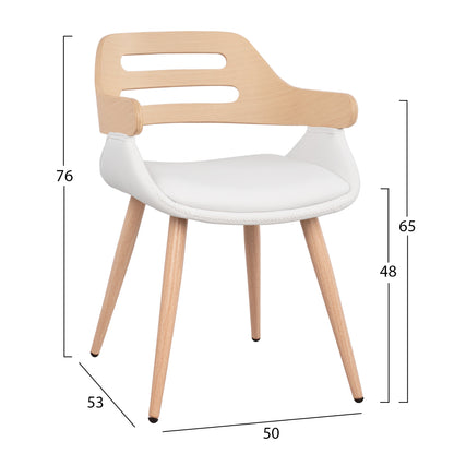 Armchair Auxiliary Superior Pro Sonama With White Pu Hm8491.02 50x53x76cm