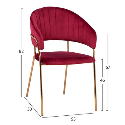 6 Velvet Bordeaux Color With Gold Frame 55x50x82cm