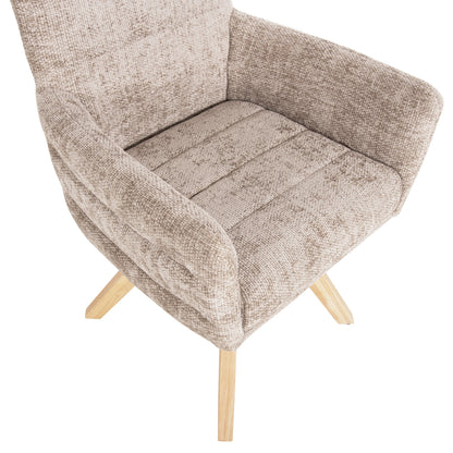 Dining Armchair Gazer Hm9845.04 Beige Fabric-rubberwood Legs 66x63x91hcm.