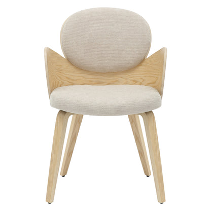Dining Armchair Darnell Hm9974.01 Plywood In Oak Color-ecru Fabric 56x56x83hcm.