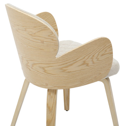 Dining Armchair Darnell Hm9974.01 Plywood In Oak Color-ecru Fabric 56x56x83hcm.