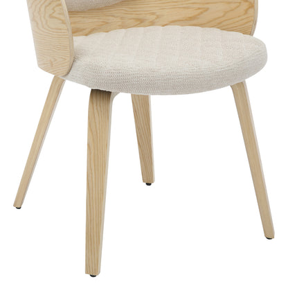 Dining Armchair Darnell Hm9974.01 Plywood In Oak Color-ecru Fabric 56x56x83hcm.