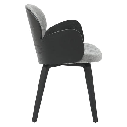 Dining Armchair Darnell Hm9974.02 Plywood In Black Color-grey Fabric 56x56x83hcm.