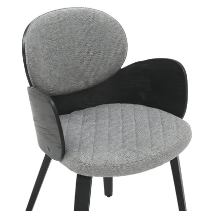 Dining Armchair Darnell Hm9974.02 Plywood In Black Color-grey Fabric 56x56x83hcm.