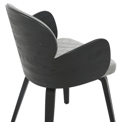 Dining Armchair Darnell Hm9974.02 Plywood In Black Color-grey Fabric 56x56x83hcm.
