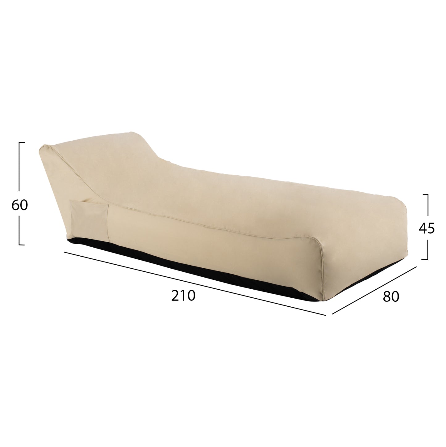 Pouf Hm5807.01 Beige Uv Protection 210x80x45-60hcm.