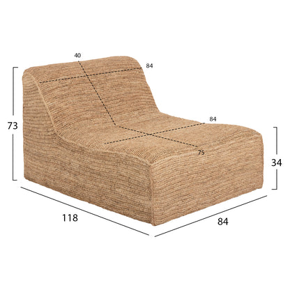 Pouf-lounger Bibloc Hm5989 Teak Wood Frame-hydrohyacinth Upholstery 84x118x73hcm.