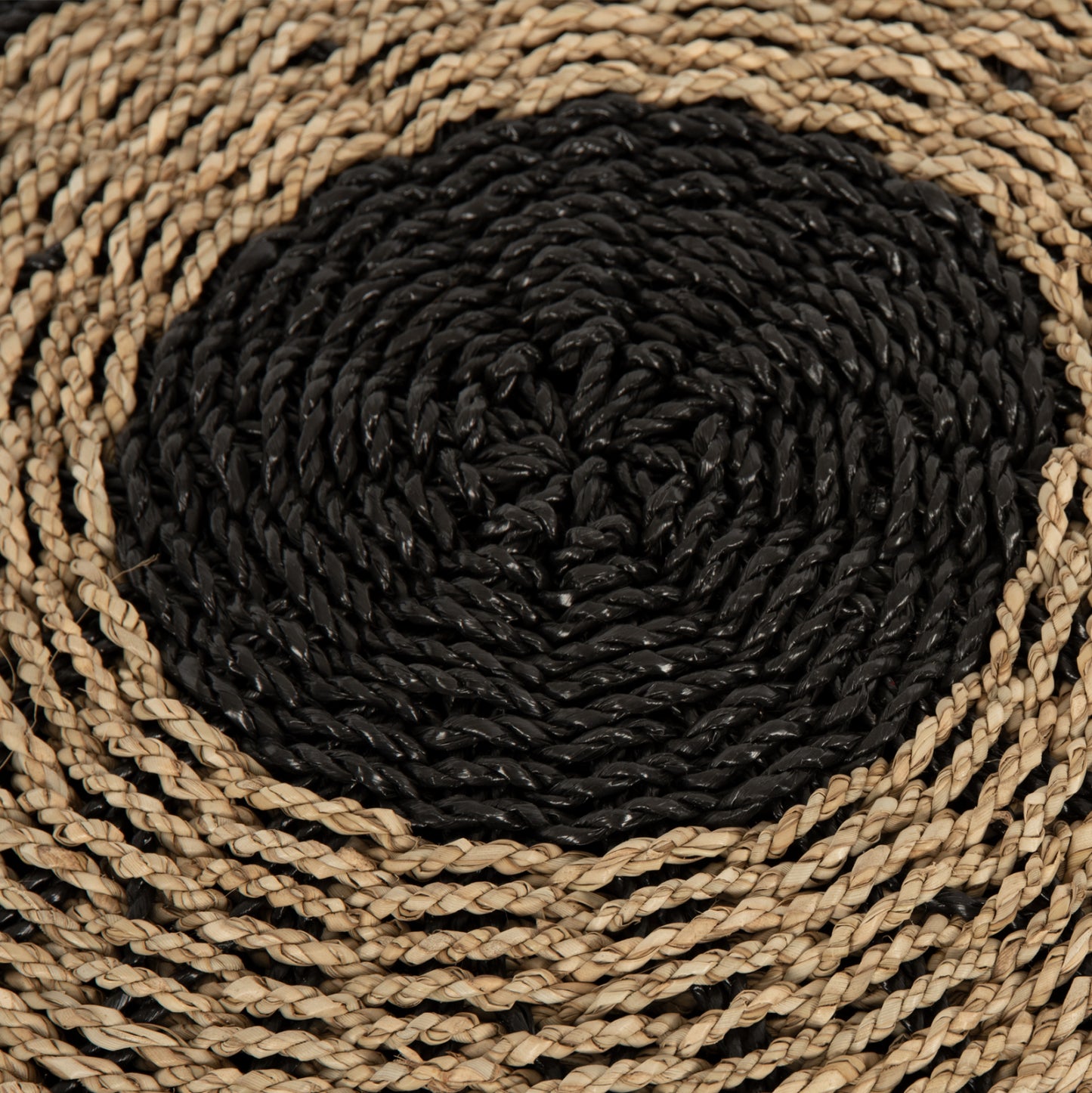 Stool Pouf Saroni Hm7851.02 Seagrass In Natural-black Color Φ60x35hcm.