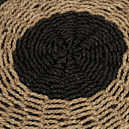 Stool Pouf Saroni Hm7851.02 Seagrass In Natural-black Color Φ60x35hcm.