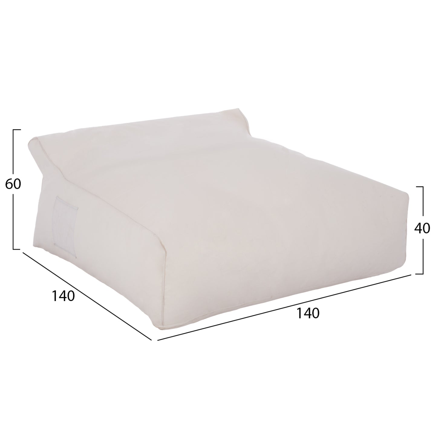 ΠΟΥΦ Yamin 2ΑΤΟΜΩΝ ΜΕ Textilene 600gr/m2 2x1 ΛΕΥΚΟ Hm5773.11 140x140x40-60Υεκ.
