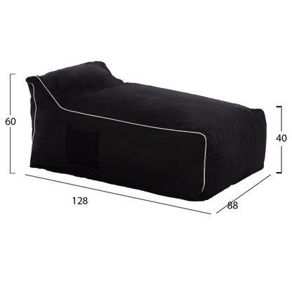 Beanbag Seat (pouf) “zafer” Hm5772.12 Textilene Fabric Black Color