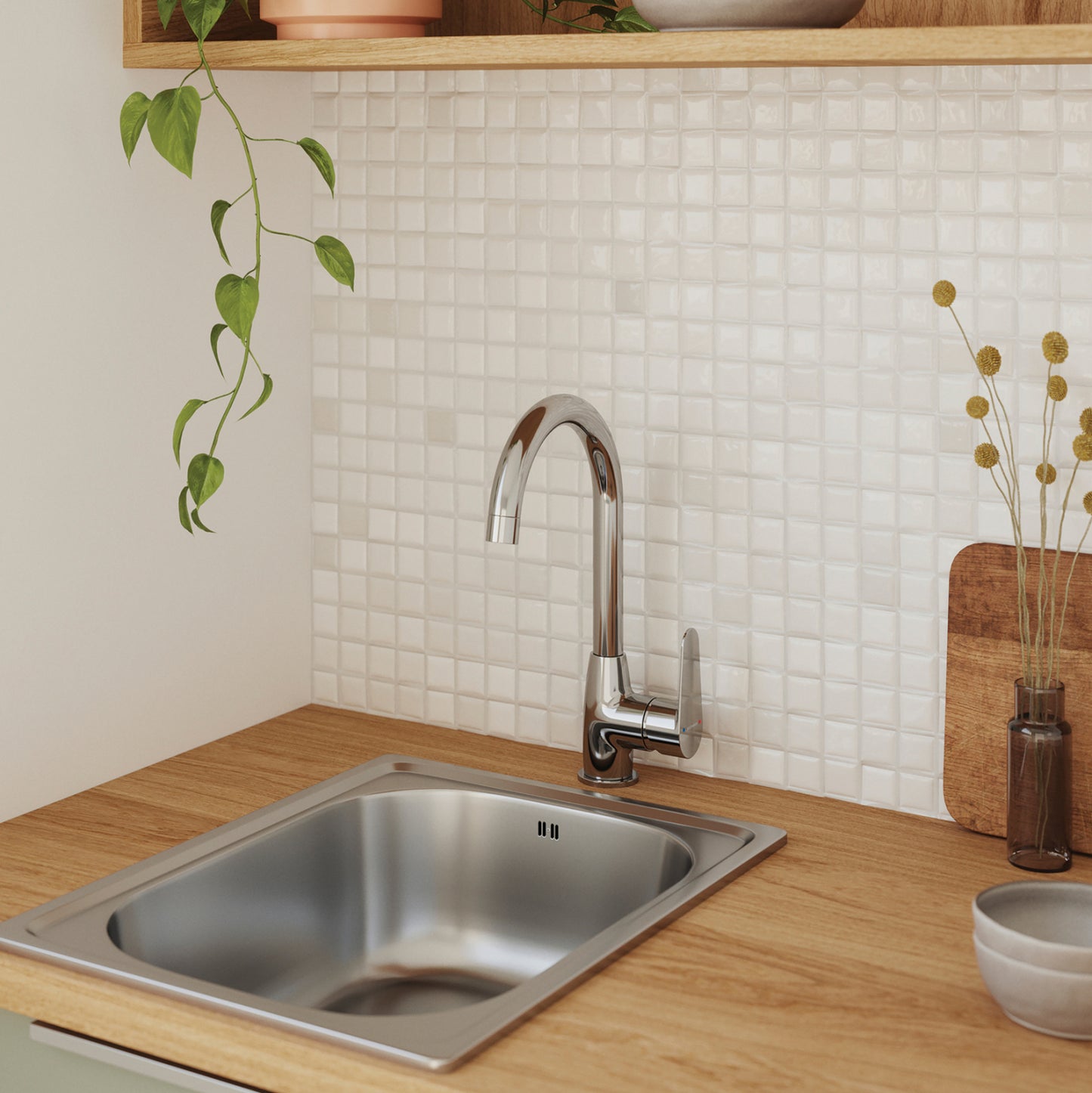 Tall Faucet For Kitchen Countertop Hm4864 Chromed-- 36.1hcm