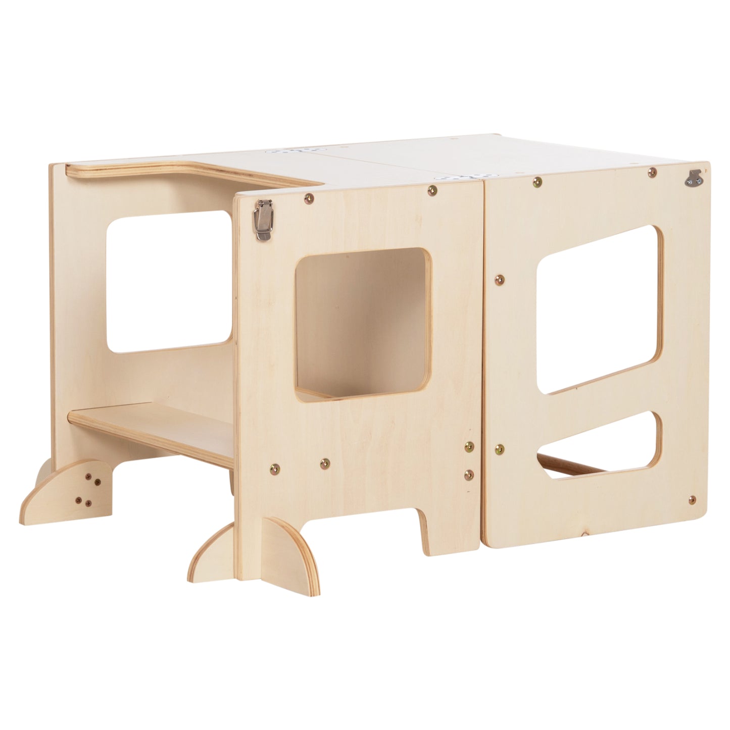 Learning Tower With Blackboard Ricki Hm18344.01 Pine Wood In Natural 43x32x84hcm